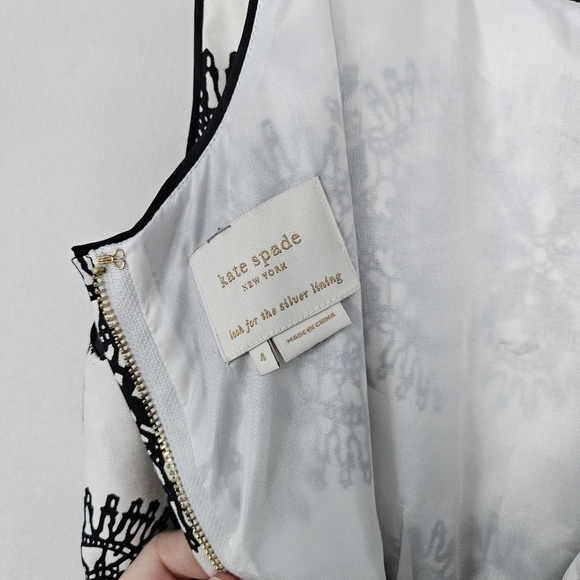 Kate Spade Lola black white lined sheath dress size 4 NO BELT - Picture 8 of 8